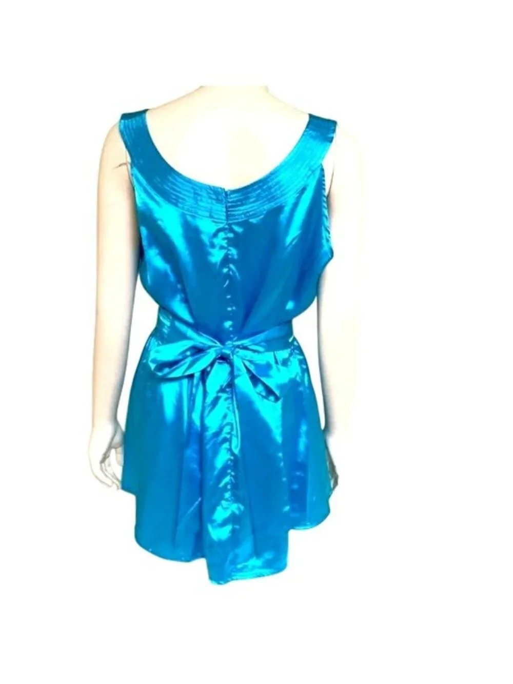 Finesse 2XL Turquoise Satin Tunic Top Rhinestone Ruffle Glamcore Party Retro Y2K - Picture 3 of 7